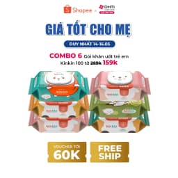 Thumbnail Khăn ướt trẻ em Kin Kin combo 6 gói 100 tờ, tiết kiệm cho mẹ - an toàn cho bé 1