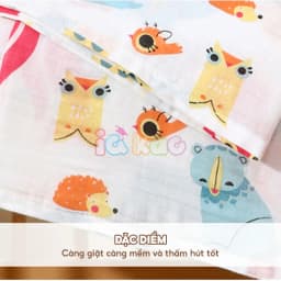 Thumbnail Khăn xô tắm sợi tre khăn lau đa năng cho trẻ 120x100cm IQKAO, chăn quấn đắp an toàn họa tiết xinh xắn đáng yêu KT21 1