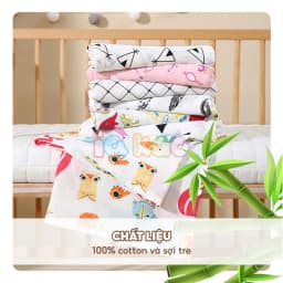 Thumbnail Khăn xô tắm sợi tre khăn lau đa năng cho trẻ 120x100cm IQKAO, chăn quấn đắp an toàn họa tiết xinh xắn đáng yêu KT21 3