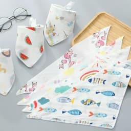 Thumbnail - Khăn yếm xô tam giác organic 6 lớp / khăn 2 cúc bấm cho Bé - Khăn yếm 2