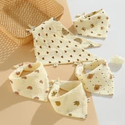 Thumbnail - Khăn yếm xô tam giác organic 6 lớp / khăn 2 cúc bấm cho Bé - Khăn yếm 4