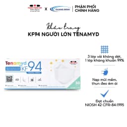 Thumbnail Khẩu trang KF94 Tenamyd cho người lớn 4 lớp vải không dệt, giấy kháng khuẩn, thoáng mát, mềm mại 1