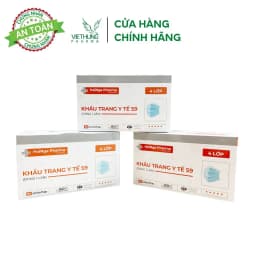 Thumbnail Khẩu Trang Y Tế 4 Lớp Kháng Khuẩn VietHung Pharma, Màu Trắng và Xanh, Giúp Diệt Nấm Mốc, Bụi Mịn, Hộp Khẩu Trang 50 Cái 3
