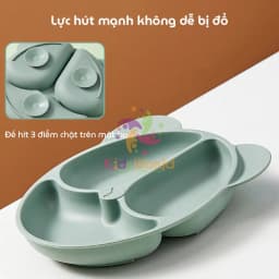 Thumbnail Khay cho bé ăn dặm silicon hình gấu KidAndMom 3 ngăn có đế hút chân không chống trơn trượt 2