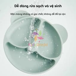 Thumbnail Khay cho bé ăn dặm silicon hình gấu KidAndMom 3 ngăn có đế hút chân không chống trơn trượt 3