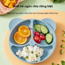 Thumbnail Khay cho bé ăn dặm silicon hình gấu KidAndMom 3 ngăn có đế hút chân không chống trơn trượt 4