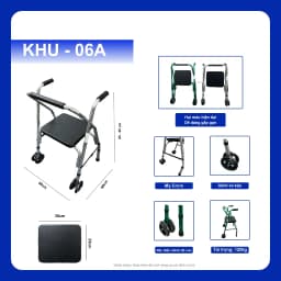 Thumbnail Khung tập đi có ghế ngồi OROMI KHU-06A/ALWK006A - Bánh xe to, khung nhôm 2