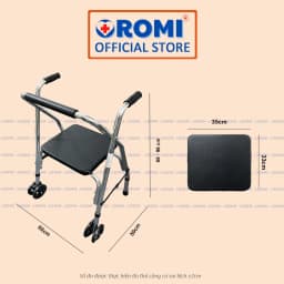 Thumbnail Khung tập đi có ghế ngồi OROMI KHU-06A/ALWK006A - Bánh xe to, khung nhôm 3