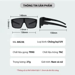 Thumbnail Kính Chống Bụi Phân Cực Đi Đường Nam Nữ AORON Có Thể Đeo Ngoài Gọng Cận Chống Tia UV Gây Hại, Cản Gió Và Nước Mưa AK236 2