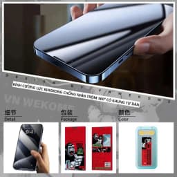 Thumbnail Kính Cường lực chống nhìn trộm 360* 4 chiều VNWEKOME, full màn có bảo vệ loa, khung tự dán 11 12 13 14 15Pro 16Promax 1