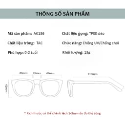 Thumbnail Kính Mát Chống UV Tròng Phân Cực Cho Bé Từ 0-2 Tuổi Kèm Dây Chống Tuột Gọng Đàn Hồi Tốt An Toàn Thời Trang AK136 3