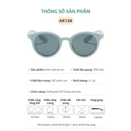 Thumbnail Kính Mát Phân Cực Mắt Tròn Dễ Thương Cho Bé Từ 3-8 Tuổi Gọng Silicon Mềm Màu Pastel Tròng Chống Tia UV An Toàn AK138 2