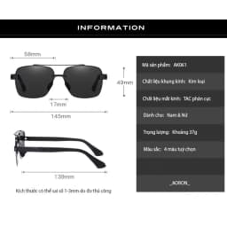 Thumbnail Kính Mát Thời Trang Nam AORON Tròng Phân Cực Chống Tia UV400 Thiết Kế Gọng Vuông Sang Trọng Độc Đáo - AK061 2