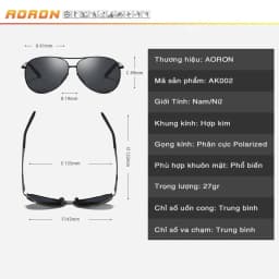 Thumbnail Kính Râm Nam Thời Trang Phân Cực Chống Lóa, Chống Chói Lái Xe Đi Đêm Kiểu Dáng Phi Công AK002 - AORON 2