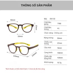 Thumbnail Kính Trẻ Em Chống Ánh Sáng Xanh Và Tia UV Cho Bé Học Trên Mạng Gọng TR Siêu Bền Dáng Oval Cho Bé Từ 3-8 Tuổi AK150 3