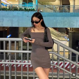 Thumbnail làminapparel - LONG SLEEVE SQUARE NECK MINI DRESS 1