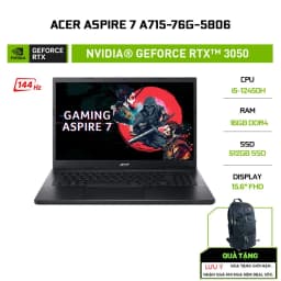 Thumbnail Laptop Acer Aspire 7 A715-76G-5806 i5-12450H | GeForce RTX™ 3050 4GB | 16GB | 512GB | 15.6' FHD 144Hz 1
