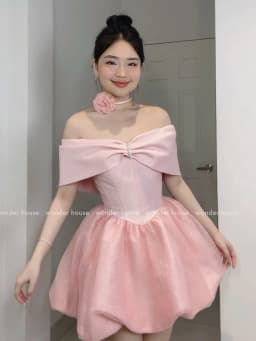 Thumbnail Larose Dress Wonderhouse Đầm trễ vai dáng bí chất vải dày dặn phối vải tơ kim tuyết lấp lánh dự tiệc sang trọng 2