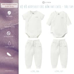 Thumbnail LE COON | Bộ Đồ Bodysuit Cúc Bấm Vạt Chéo | Vải COOL mỏng mát | 0-12 tháng 1