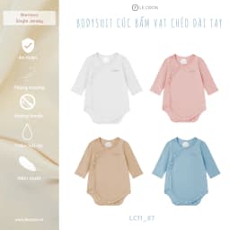 Thumbnail LE COON | Bodysuit Cúc Bấm Vạt Chéo Cộc Tay - Dài Tay | BAMBOO Mỏng Mát | 0-12 tháng 1