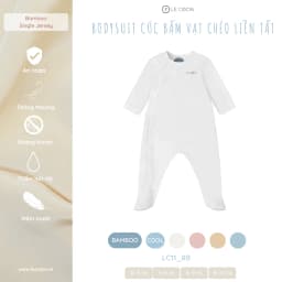 Thumbnail LE COON | Bodysuit Dài Cúc Bấm Vạt Chéo Liền Tất | BAMBOO mỏng mát | 0-9 tháng 1