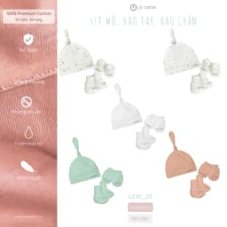 Thumbnail LE COON | Set Mũ Knotted, Bao Tay, Bao Chân | Vải COOL mỏng mát | Newborn 1
