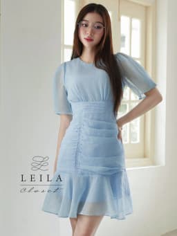 Thumbnail LEILA CLOSET | Đầm thiết kế Russy xanh tơ nhúng eo đuôi cá 3
