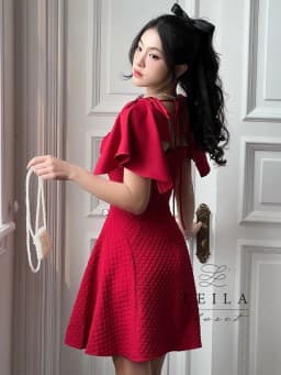 Thumbnail LEILA CLOSET | Đầm thiết kế Rosa tay nơ dáng xoè ngắn (không bao gồm 2tag đá cài vai) Đen/Đỏ/Kem 3