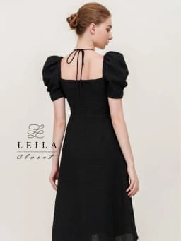 Thumbnail LEILA CLOSET | Đầm thiết kế Yuri form dài cổ yếm Đen/Kem/Hồng 3
