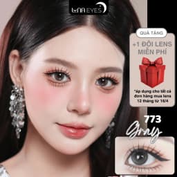 Thumbnail Lens mắt 773 Gray màu xám light nâu đối xứng, viền đen, size vừa - thương hiệu LUNA EYES 1