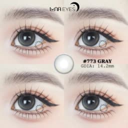 Thumbnail Lens mắt 773 Gray màu xám light nâu đối xứng, viền đen, size vừa - thương hiệu LUNA EYES 2