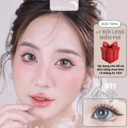 Thumbnail Lens mắt 811 Gray màu xám sáng, viền đen mảnh, size to - thương hiệu LUNA EYES, hsd 12 tháng 1