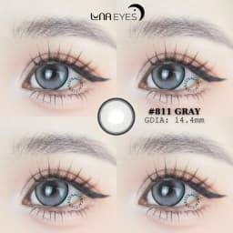 Thumbnail Lens mắt 811 Gray màu xám sáng, viền đen mảnh, size to - thương hiệu LUNA EYES, hsd 12 tháng 2