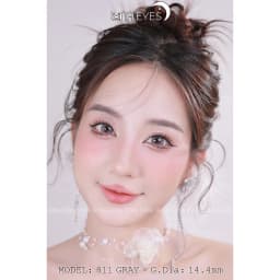Thumbnail Lens mắt 811 Gray màu xám sáng, viền đen mảnh, size to - thương hiệu LUNA EYES, hsd 12 tháng 4