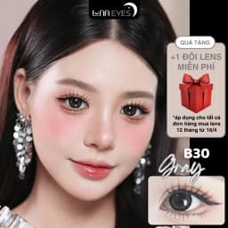 Thumbnail Lens mắt B30 Gray màu xám đen mắt mèo, viền đen bản to, size to - thương hiệu LUNA EYES 1