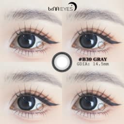 Thumbnail Lens mắt B30 Gray màu xám đen mắt mèo, viền đen bản to, size to - thương hiệu LUNA EYES 2
