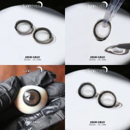 Thumbnail Lens mắt B30 Gray màu xám đen mắt mèo, viền đen bản to, size to - thương hiệu LUNA EYES 3