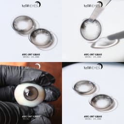 Thumbnail Lens mắt FC-397 Gray màu xám đen filter, viền đen, size vừa - thương hiệu LUNA EYES 2