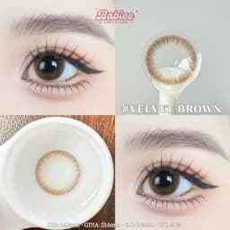 Thumbnail Lens mắt Velvet Brown màu nâu vân tia không viền tự nhiên - size to, thương hiệu Babiee Hàn Quốc 1