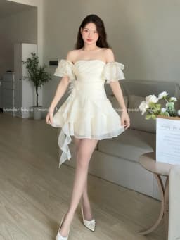 Thumbnail Levia Dress Wonderhouse Đầm thiết kế xếp ly dáng xòe tua rua chất vải dày vừa phải dự tiệc, dạo phố nữ tính sang trọng 2