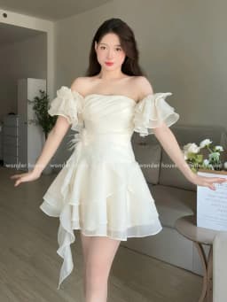 Thumbnail Levia Dress Wonderhouse Đầm thiết kế xếp ly dáng xòe tua rua chất vải dày vừa phải dự tiệc, dạo phố nữ tính sang trọng 3
