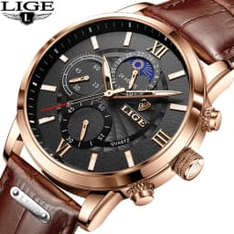 Thumbnail LIGE Đồng hồ nam 8932 Quartz thời trang màu vàng trắng không thấm nước dành cho nam 1