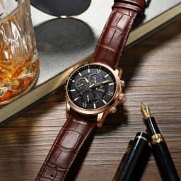 Thumbnail LIGE Đồng hồ nam 8932 Quartz thời trang màu vàng trắng không thấm nước dành cho nam 4