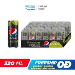 Thumbnail [Live] Thùng 24 Lon Nước Uống Có Gaz Pepsi Vị Chanh Không Calo (320ml/lon) 1
