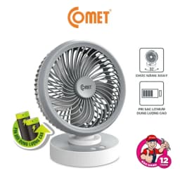 Thumbnail Livestream - CRF1506 Quạt Sạc Tích Điện Để Bàn Đa Năng COMET  7W, 4 Cấp Độ Gió, Xoay 90 Độ, Để Bàn Văn Phòng 2