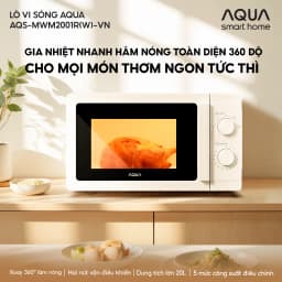 Thumbnail Lò vi sóng AQUA MWM2001R 20L công nghệ mới tiết kiệm điện, đĩa xoay tháo rời dễ vệ sinh 2