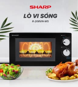 Thumbnail Lò Vi Sóng Sharp 20 Lít R-208VN-WS, [700W, 6 Mức, Bảng Điều Khiển Anh – Việt] 2