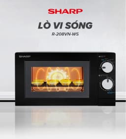 Thumbnail Lò Vi Sóng Sharp 20 Lít R-208VN-WS, [700W, 6 Mức, Bảng Điều Khiển Anh – Việt] 4