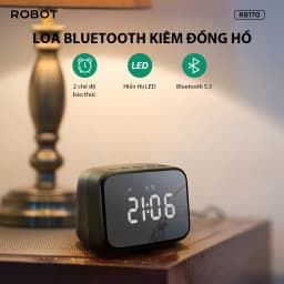 Thumbnail Loa Bluetooth 5.3 ROBOT RB170 Xanh/ Đen, Công Suất 5W Màn Hình LED Kiêm Đồng Hồ Báo Thức - Hàng Chính Hãng 1