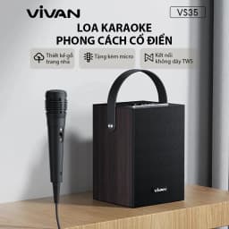 Thumbnail Loa Bluetooth Karaoke phong cách cổ điển Đen VIVAN VS35 công suất 5W 2